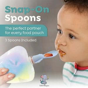 Baby Food Pouch Spoon Set - Blue, Yellow, Green